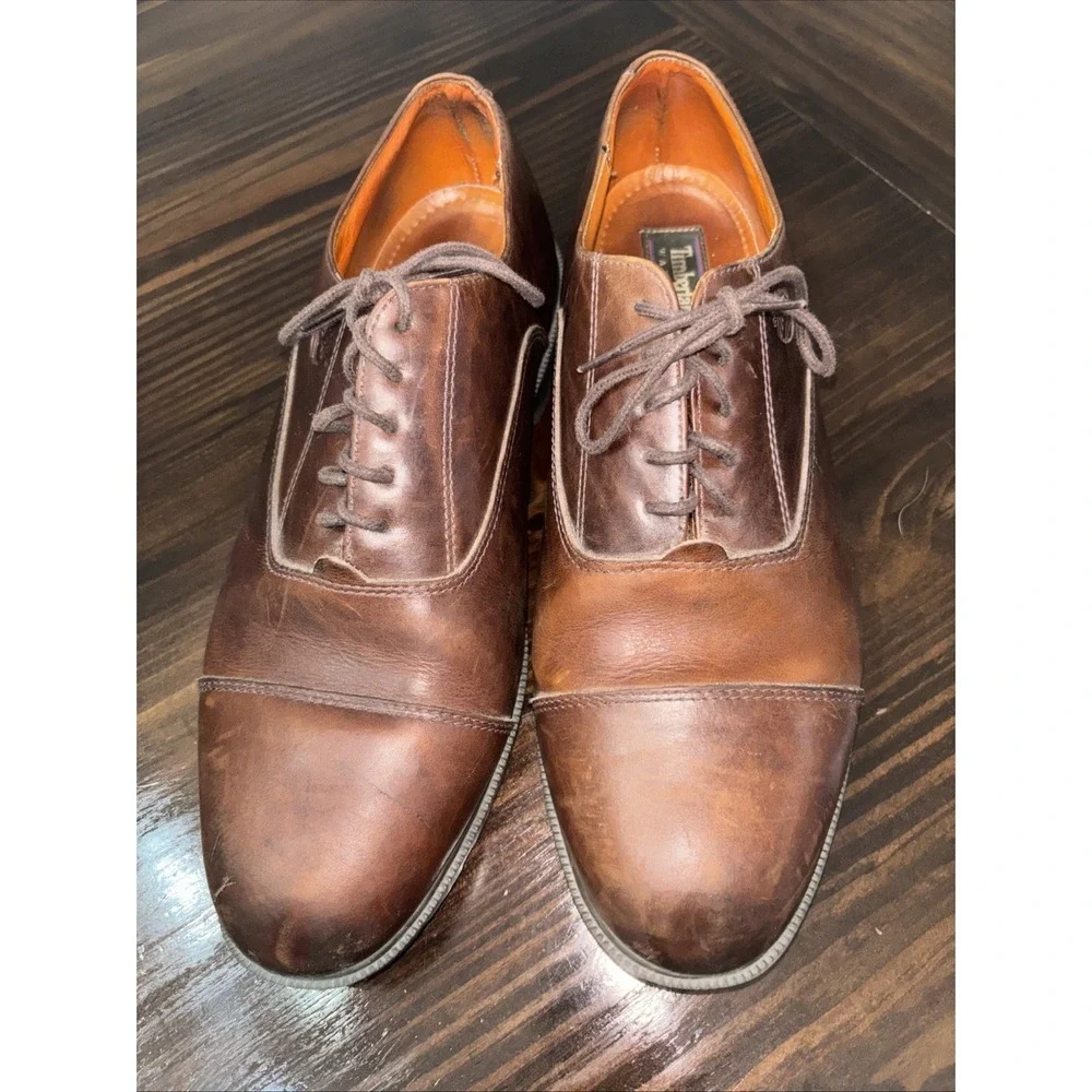 🔥 Timberland • Men Sz 13 M • Brown Cap-Toe Waterproof Oxford Shoe • 93066